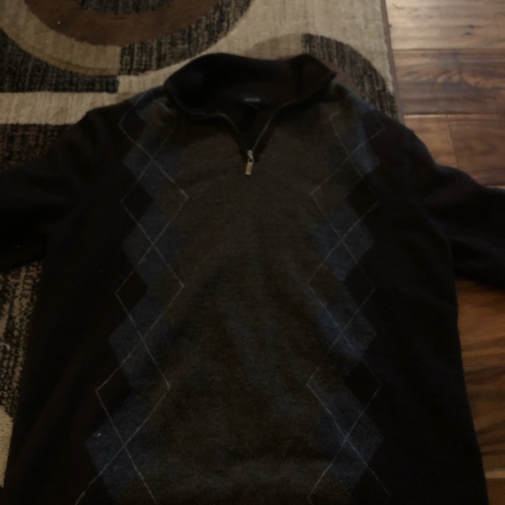 Alfani Argyle Quarter Zip Sweater